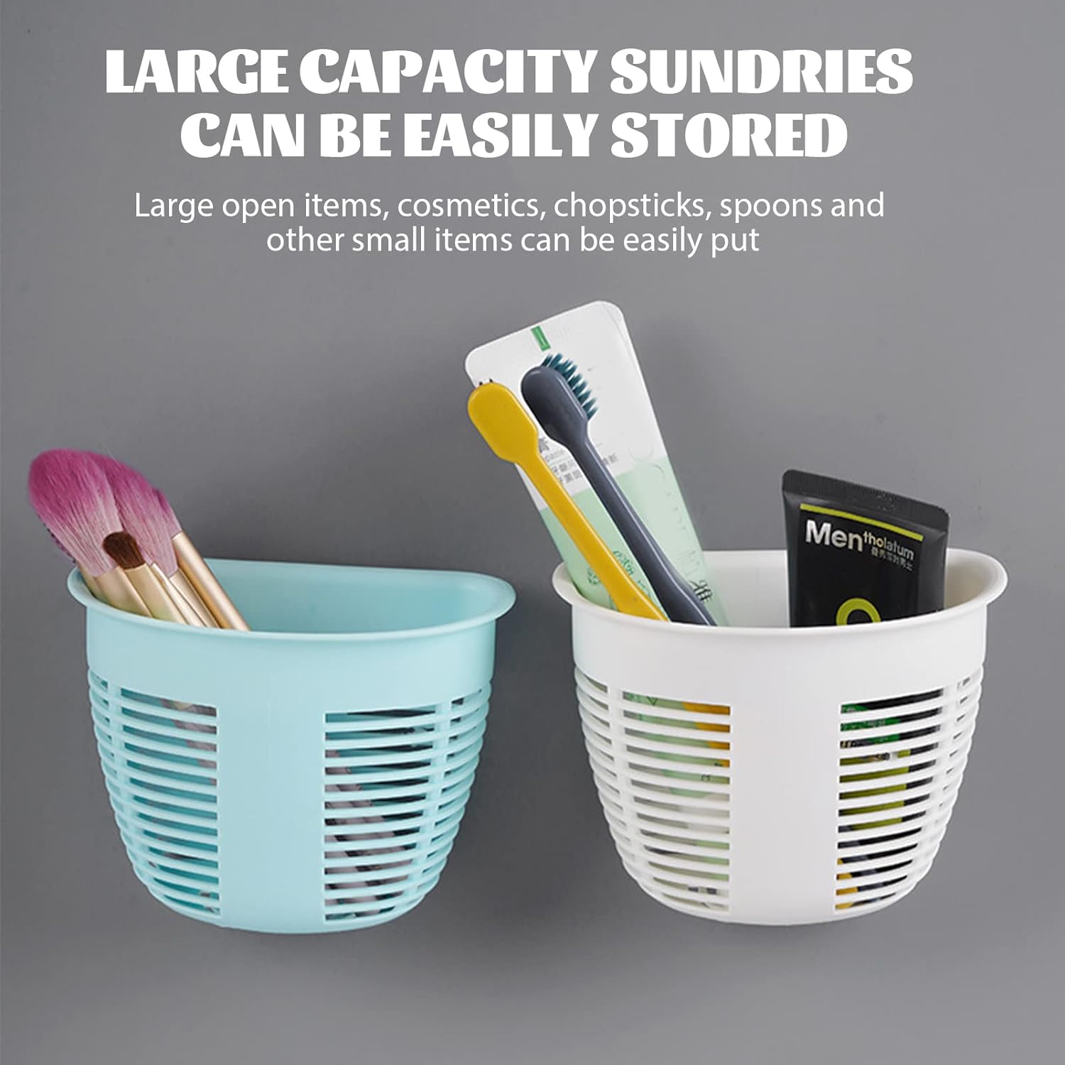 8825 Hanging Plastic Storage Basket, Adhesive Wall Mounted Organizer Box Make Up Holder Shelf Bathroom Wall Basket Punch Free Drain Basket for Kitchen Bathroom, Wall Type Storage Basket (1 Pc) 8825 Hanging Plastic Storage Basket, Adhesive Wall Mounted Organizer Box Make Up Holder Shelf Bathroom Wall Basket Punch Free Drain Basket for Kitchen Bathroom, Wall Type Storage Basket (1 Pc)